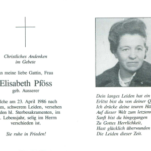 Pföss Elisabeth Geb. Ausserer